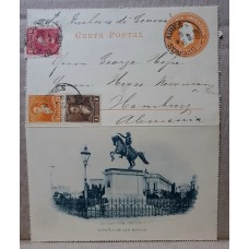 ARGENTINA ENTERO POSTAL GJ CAP-25-F CARTA POSTAL CON VISTA CIRCULADO A ALEMANIA CON FRANQUEO ADICIONAL U$ 60 +